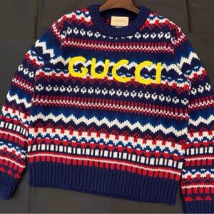 Gucci Multicolor Patterned Crew Neck Sweater